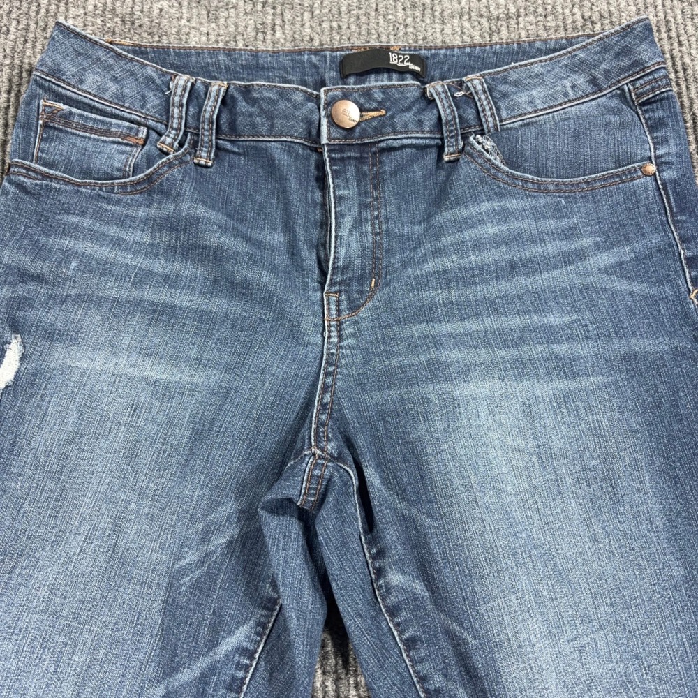 1822 Denim Skinny Jeans Women Size 14 Blue Distressed Raw Hem CJ8M1176F3
